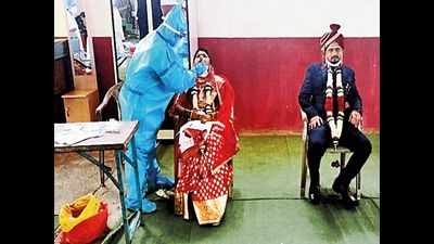 Nagpur: Health officials subject bride, groom, and guests to Covid test in Narkhed