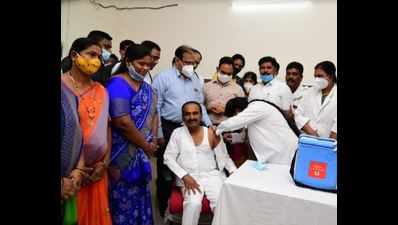 Health minister Eatala Rajendar takes Covid vaccination