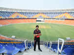 Cricketer Priyank Panchal trains at Narendra Modi Stadium