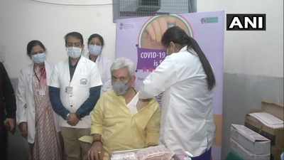 J&K LG Manoj Sinha gets first dose of Covid-19 vaccine