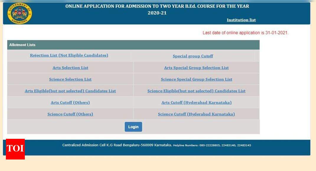 Karnataka B.Ed selection list 2021 released at schooleducation.kar.nic