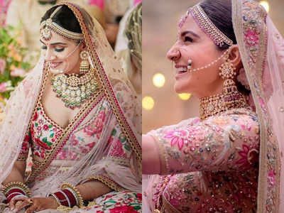 Bollywood Replica Anushka Sharma Pink and Yellow Lehenga - MiaIndia.com