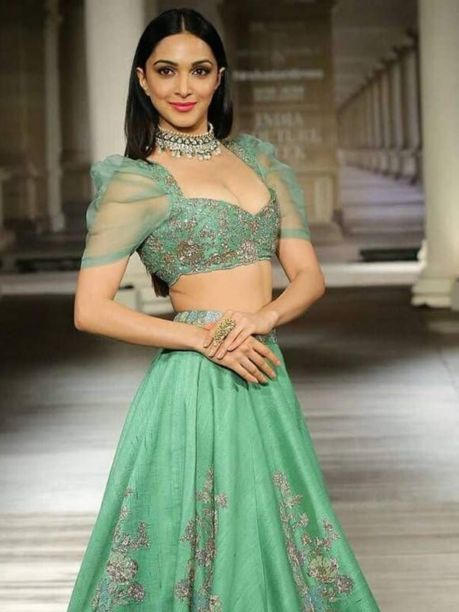 Sequins Embroidered Net Lehenga Choli in Light Green - Ucchal Fashion