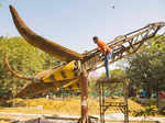 Sculptures made of waste installed at Netaji Subhash Park