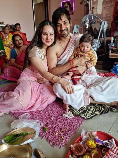 Puja Banerjee celebrates son Krishiv’s rice ceremony in Mumbai