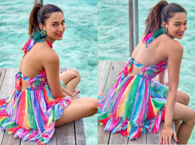 Erica Fernandes' rainbow ruffle dress is all you need for your next beach holiday