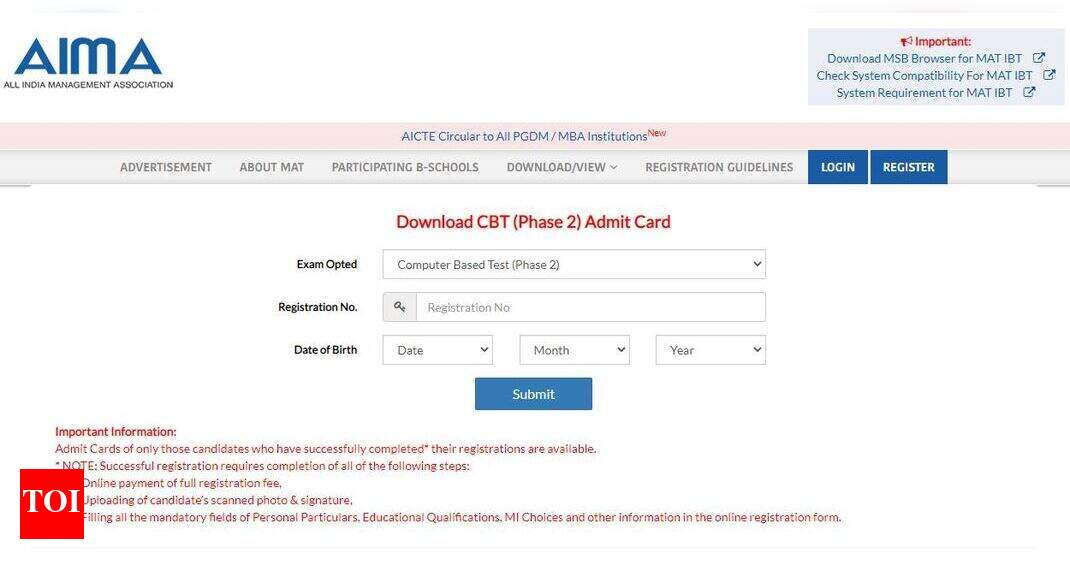 AIMA MAT admit card 2021 released at mat.aima.in; download here Times