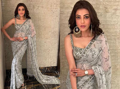Kajal Aggarwal's pearl and olive green sari is our pick of the week
