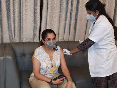 Ramya Krishnan gets a COVID vaccine shot. See pic