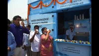 Mobile kiosk in Vizag extracts mineral-enriched water from air