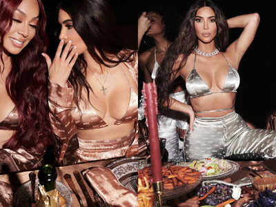 Kim Kardashian hosts a fashion dinner party for her gal pals to
