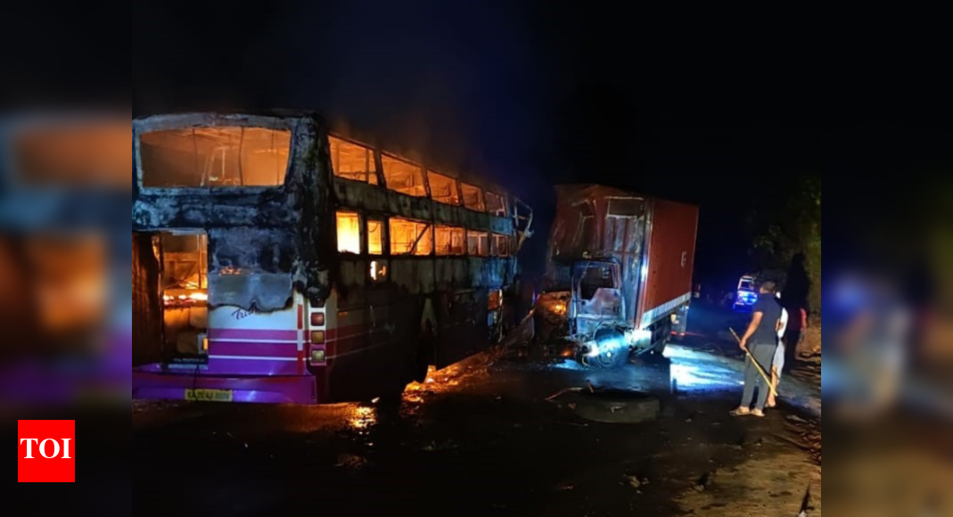 Driver burnt alive as truck catches fire after collision on Mangaluru ...