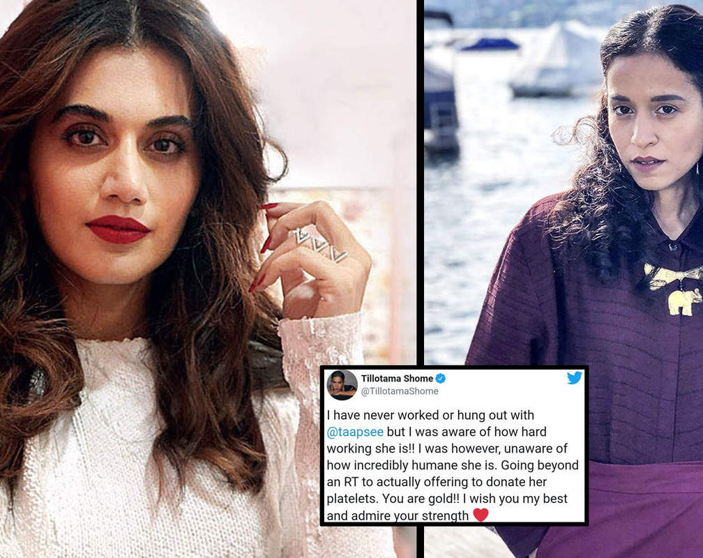 
Taapsee Pannu helps unknown elderly woman by donating platelets; Tillotama Shome showers praises, writes, 'You are gold!'
