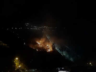 Fire on the hills surrounding the famous Jivdani temple in Virar (east) on Friday night.