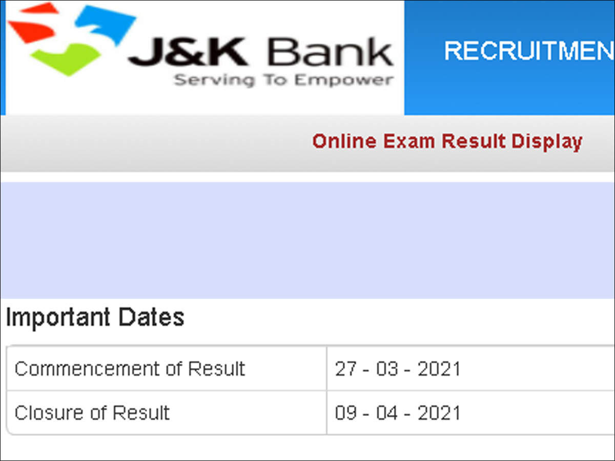 J K Bank Banking Associate Result Released 21 Download Here Times Of India