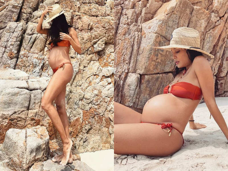Lisa Haydon rocks the chicest maternity swimsuit