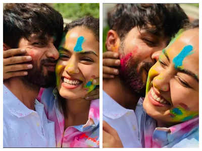 Shahid Kapoor smothers Mira Rajput with kisses as they send out Holi greetings to fans
