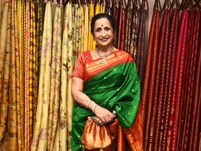 Aruna Sairam attends launch of silk sari section of a store in the city
