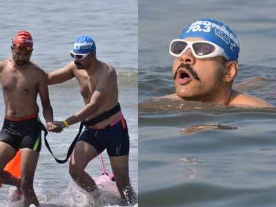 Visually-impaired triathlete completes 5 km swimathon in Mumbai