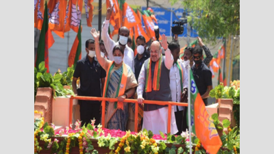 Amit Shah promises double engine growth in Tamil Nadu during road show at Thousand Lights constituency