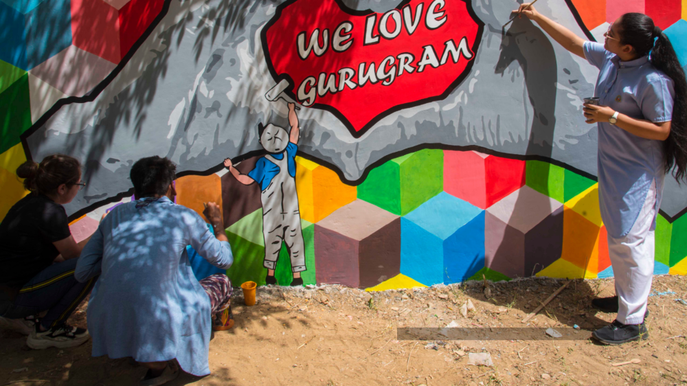 Wall art depicts Gurgaon’s real-life heroes