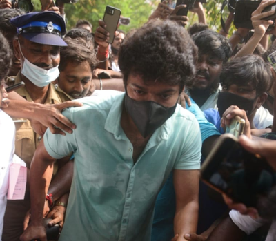 TN Polls: Actor Vijay cycles to polling station in Chennai, police lathicharge frenzied fans