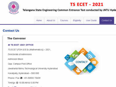 TS ECET Contact Details: Telangana ECET Contact information | - Times ...