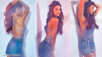Disha Patani looks glamours in a short denim skirt and racer-back top, fans go gaga