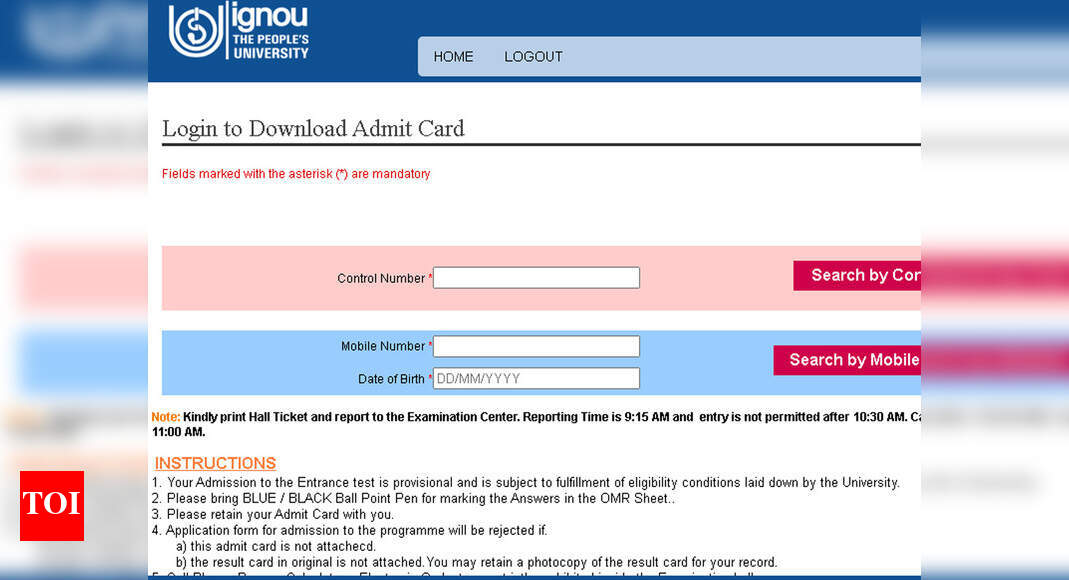 IGNOU OPENMAT, B.Ed and Nursing Hall Tickets released, download here Times of India