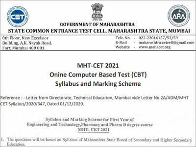 MHT CET Exam Pattern & Syllabus