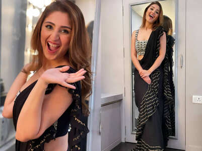 Dhvani Bhanushali's black ruffled sari is so gorgeous