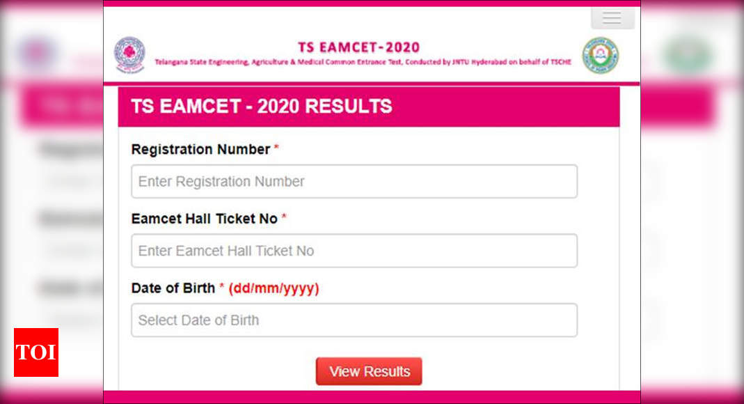 TS EAMCET Result TS EAMCET Result, Rank Card & Score Times of India