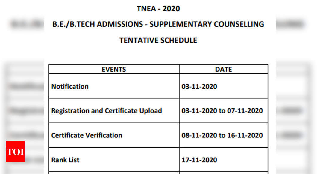 TNEA Exam Dates Tamil Nadu Engineering Admission test dates Times