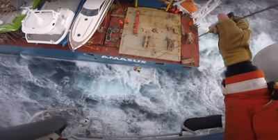 Video: Dutch cargo ship adrift off Norway, crew airlifted
