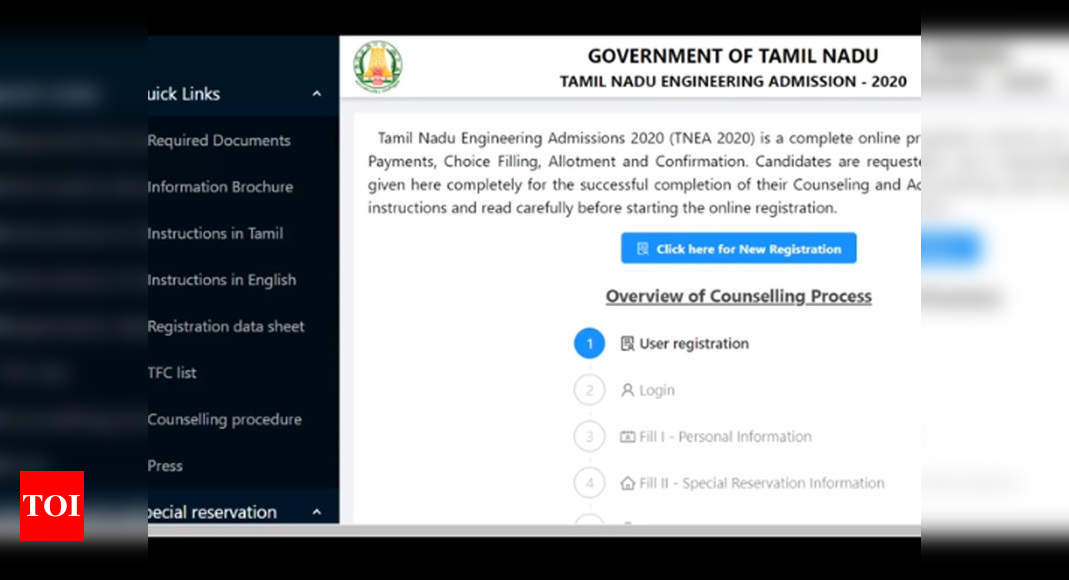 Tnea Application Form Tnea Test Registration For General Test Takers Times Of India 6675