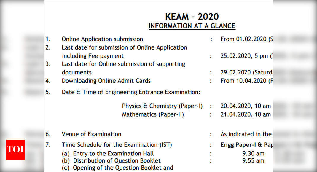 KEAM Exam Dates Kerala Engineering Architecture Medical is an entrance