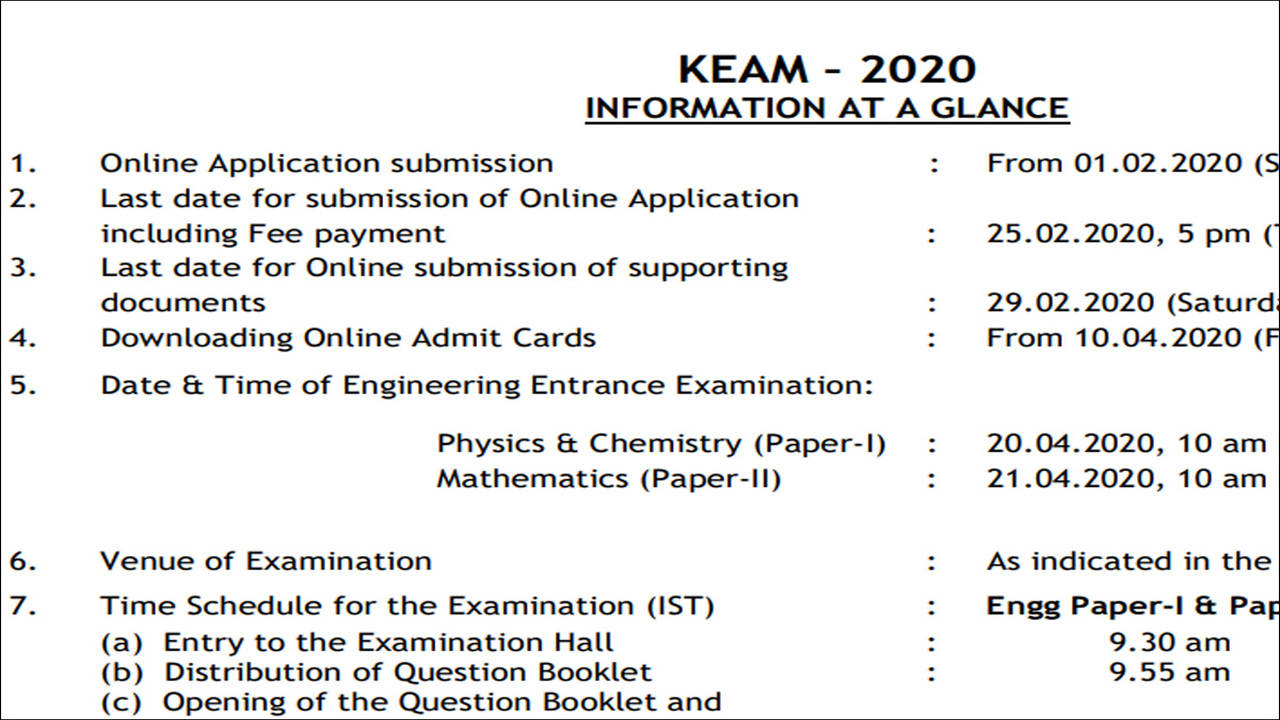 KEAM Exam Dates Kerala Engineering Architecture Medical is an