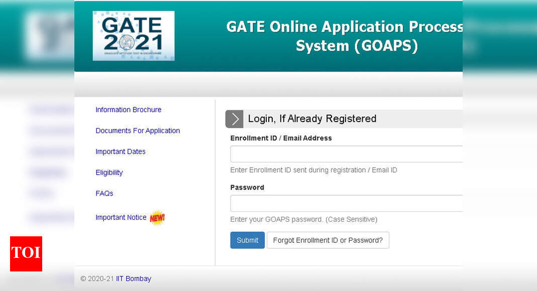 GATE Registration GATE Test Registration for general test takers Times of India