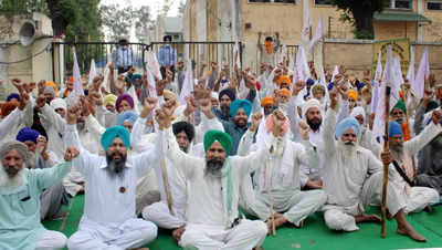 Farmers stage protest against farm laws in Amritsar