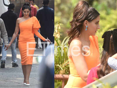 Exclusive Photos: Nora Fatehi looks ravishing in orange as she steps out for a shoot
