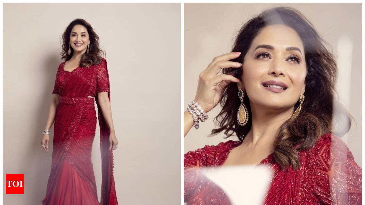 Photos: Madhuri Dixit looks beautiful as ever in THIS gorgeous red saree |  Hindi Movie News - Times of India