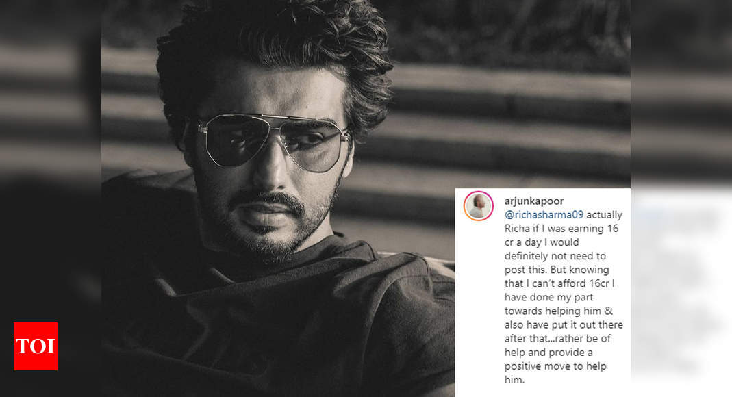 “If I was earning 16 cr a day I would definitely not need to post this,” Arjun Kapoor slams a troll who questioned the actor’s call for donation – Times of India