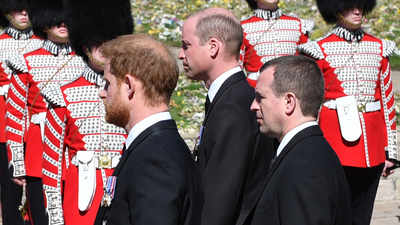 Harry and William walk together after Philip funeral
