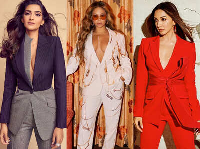 Celebs wear their pantsuits sans bralette