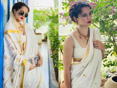 WHAT! Kangana Ranaut Wears A Saree Worth Just Rs 600 Along With Dior Bag  Whopping 3.5 Lakh; Actress Says 'Style Is Not Slave To International Brands'