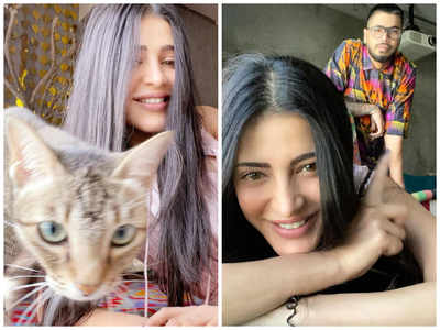 Shruti Haasan calls cat Clara and artist Santanu Hazarika her lockdown buddies