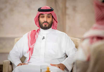 Saudi Crown Prince Mohammed Bin Salman speaks during televised interview in Riyadh, Saudi Arabia.
