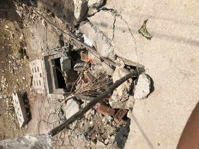 manhole damaged in Huda Colony Attapur