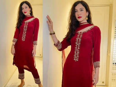 Gauahar Khan's red kurti look