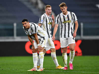 Cristiano Ronaldo of Juventus looks on during the Serie A match